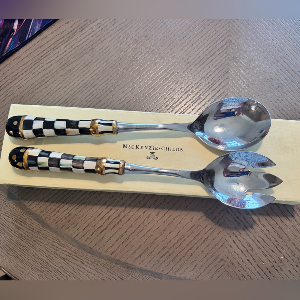 MacKenzie-Childs Courtly Check Casserole Fork and Serving Spoon
